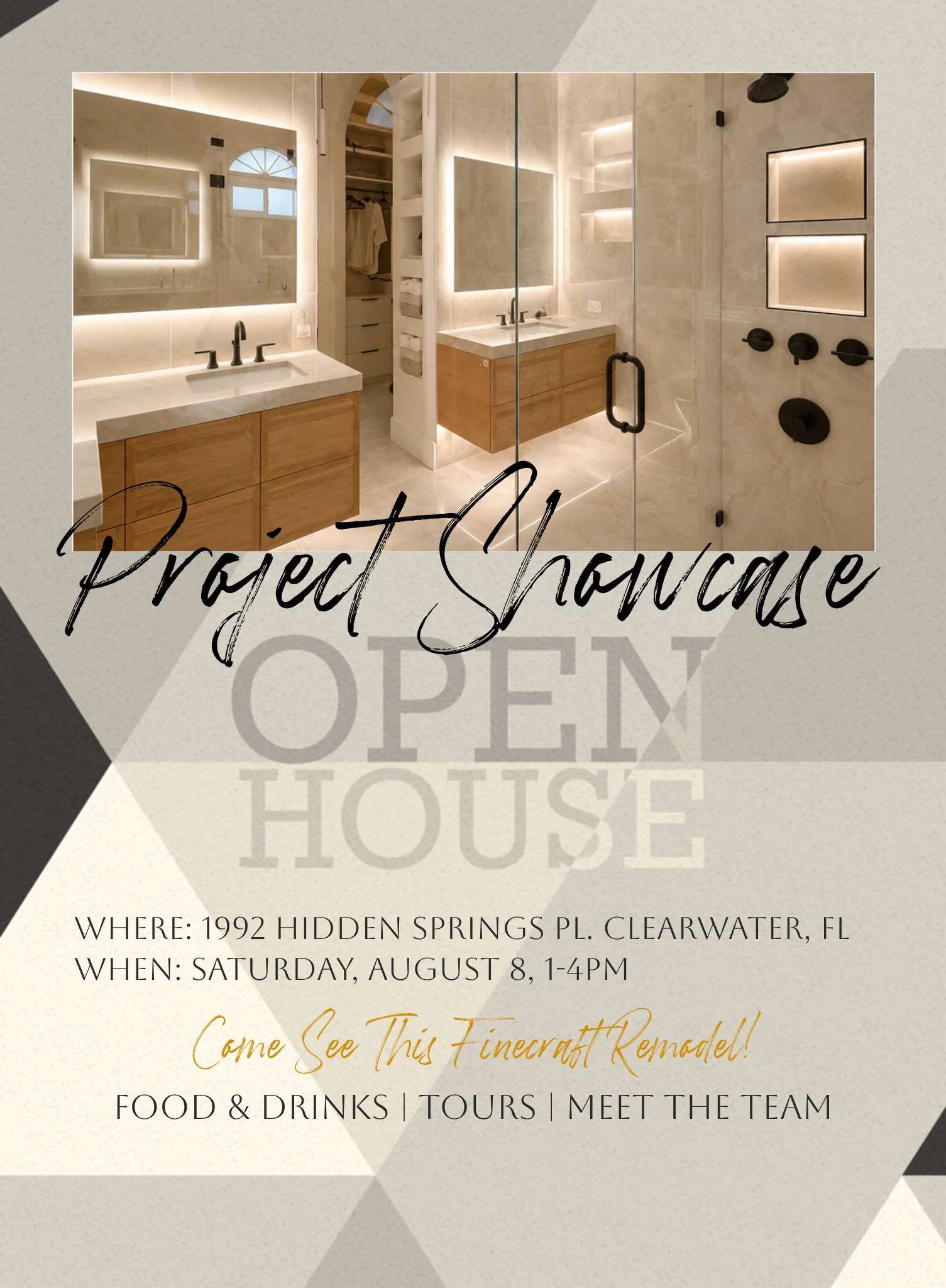 Transitional bedroom suite remodel showcase invitation
