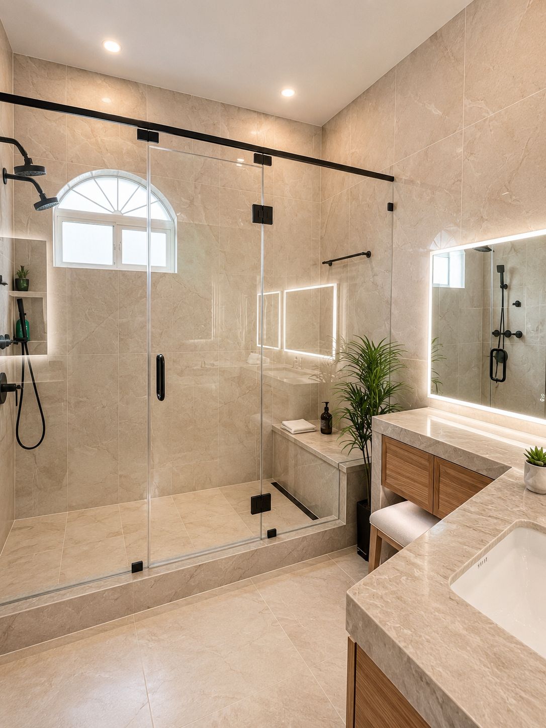 Finished vanity and shower